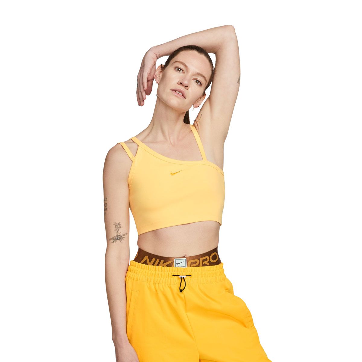 Nike Crop Top Assimmetrico Donna Giallo