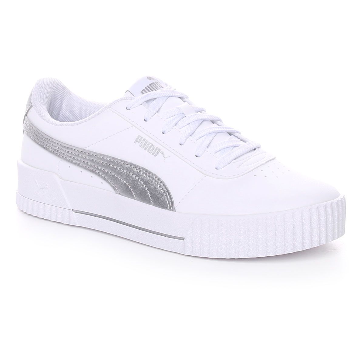 Puma Carina Crew Metallic Donna Bianco Argento