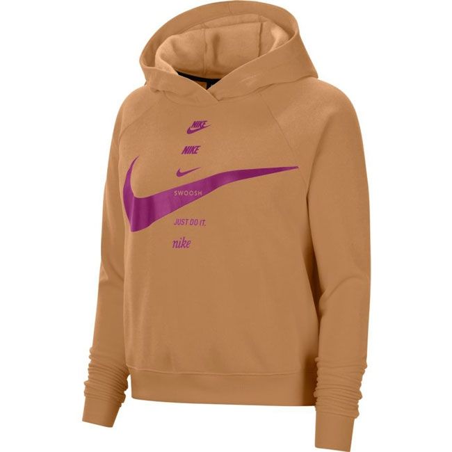 Nike Felpa Sportswear Swoosh Big Logo Donna Mostarda Magenta