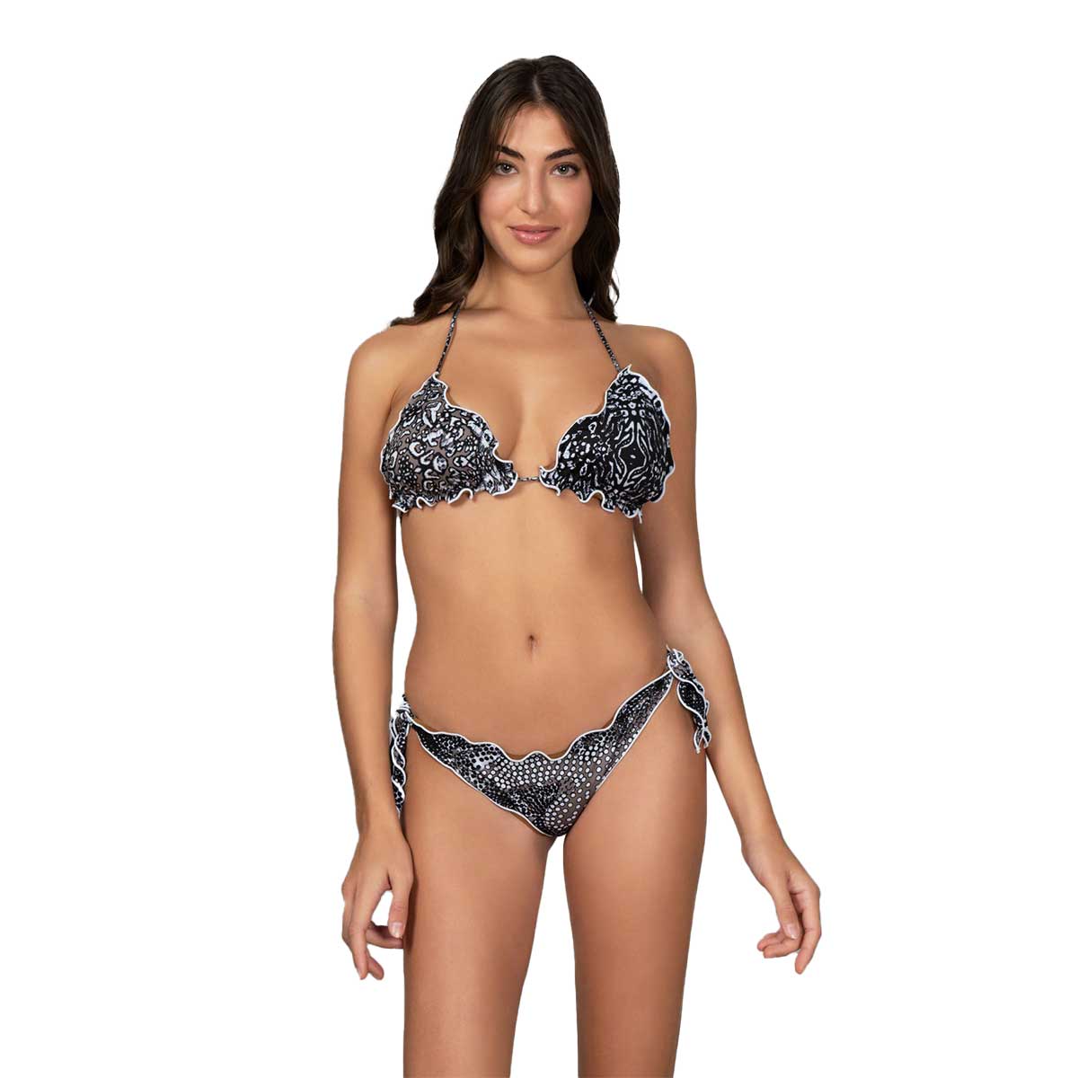 VOLAFA Costume Da Bagno Donna A Triangolo Con Vita Alta E Stampa – Due Pezzi Con Reggiseno Imbottito