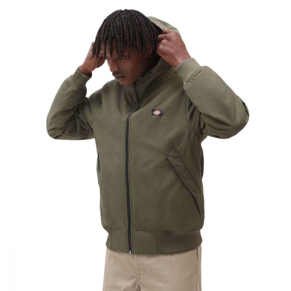Dickies Uomo, Giacca con cappuccio in cotone d'anatra foderata in sherpa, NERO RISCIACQUATO, S