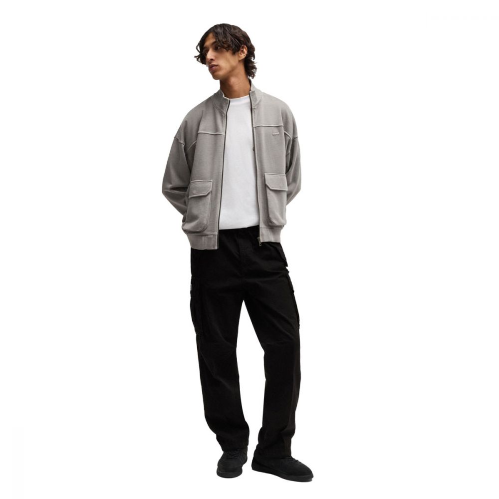behype. Pantaloni chino da uomo elasticizzati, Low Crotch Basic, in jeans, 80-0006 cachi XXL