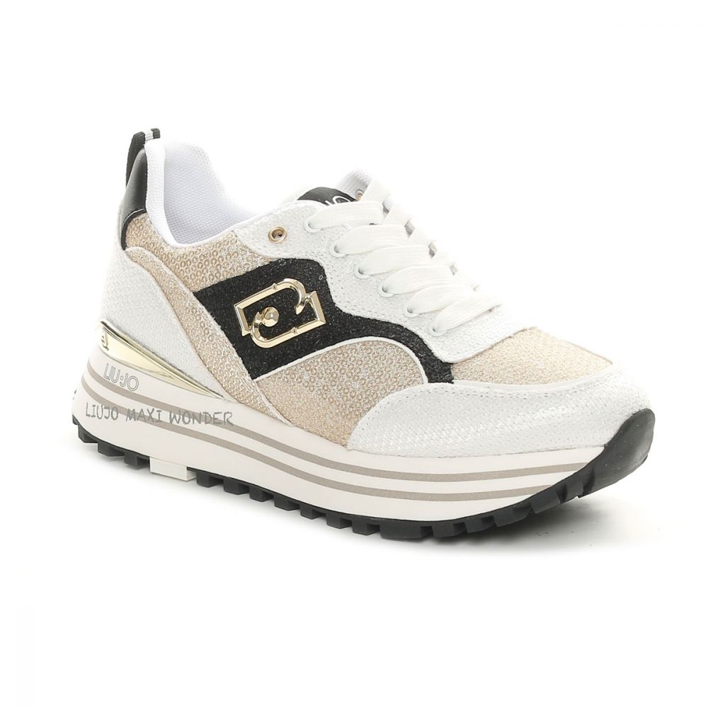 Sneakers Donna Liu Jo Sport Maxi Wonder 73 Bianco Oro