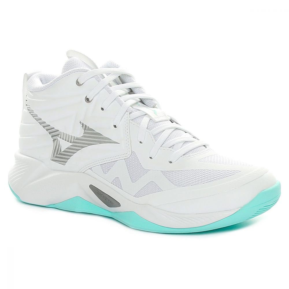 Scarpa da Volley Donna Mizuno Wave Momentum Pro Mid Bianco Azzurro