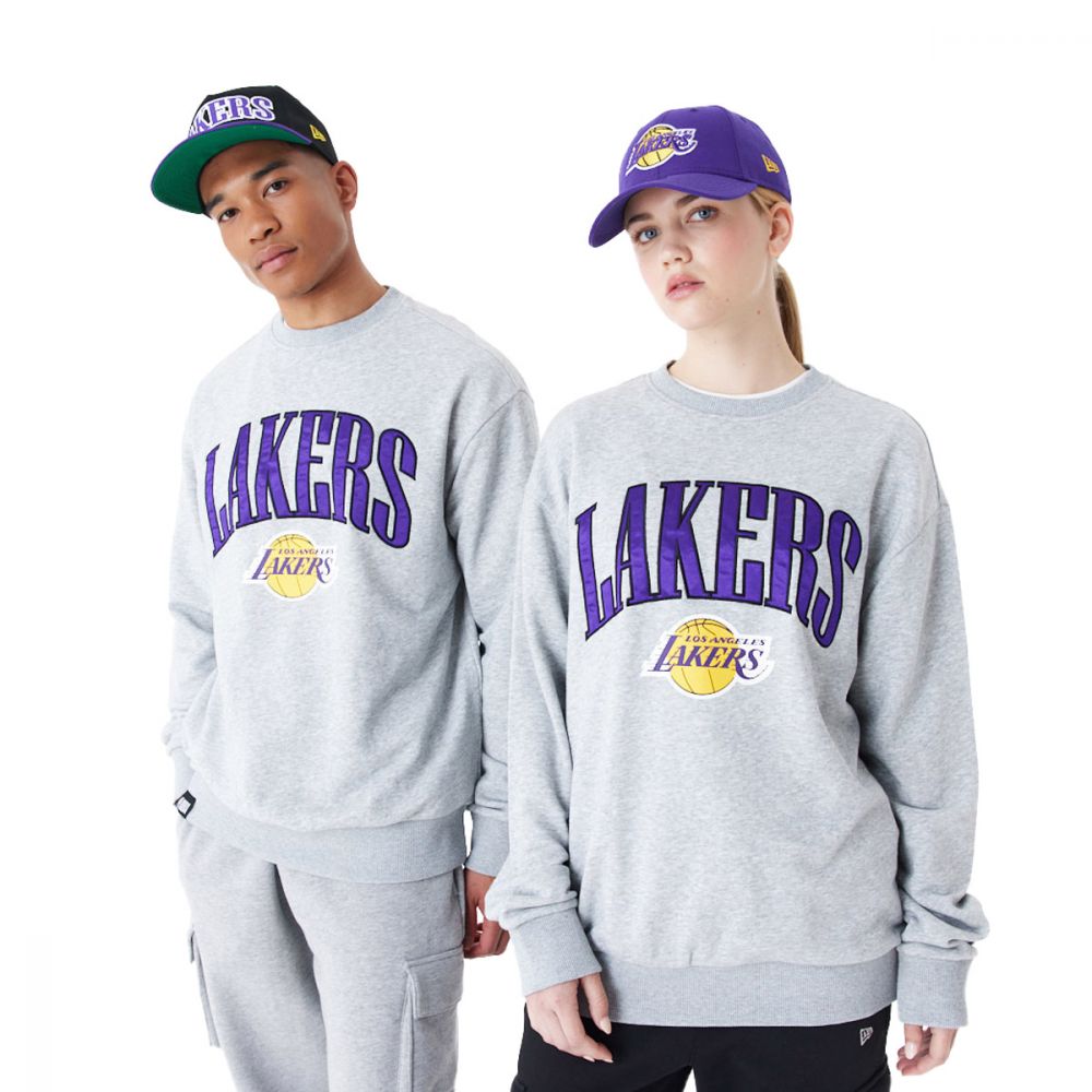 Felpa Newera Nba Arch Graphic Lakers Grigio