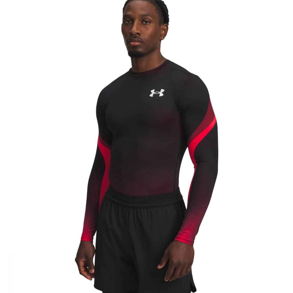 Maglia Uomo Under Armour HeatGear Sublimated Crew Nero Rosso