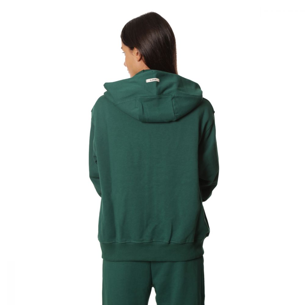 Felpa Donna What's Over College French Terry Full Zip Cappuccio Verde
