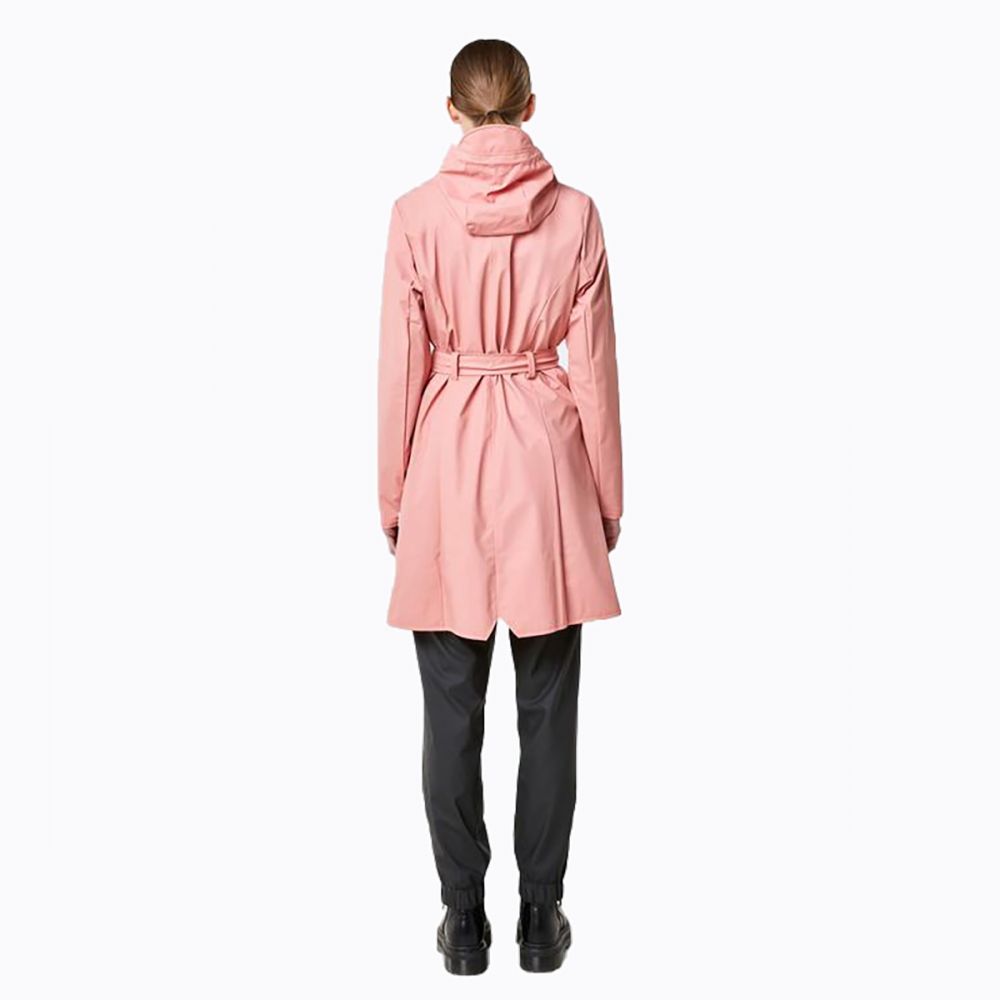Giacca Trench Rains Cappuccio Curve Donna Rosa