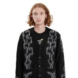【中古】OBEY 22AW TEMPLE CARDIGAN Obey Mens Brushed Knitwear Temple Cardigan Black